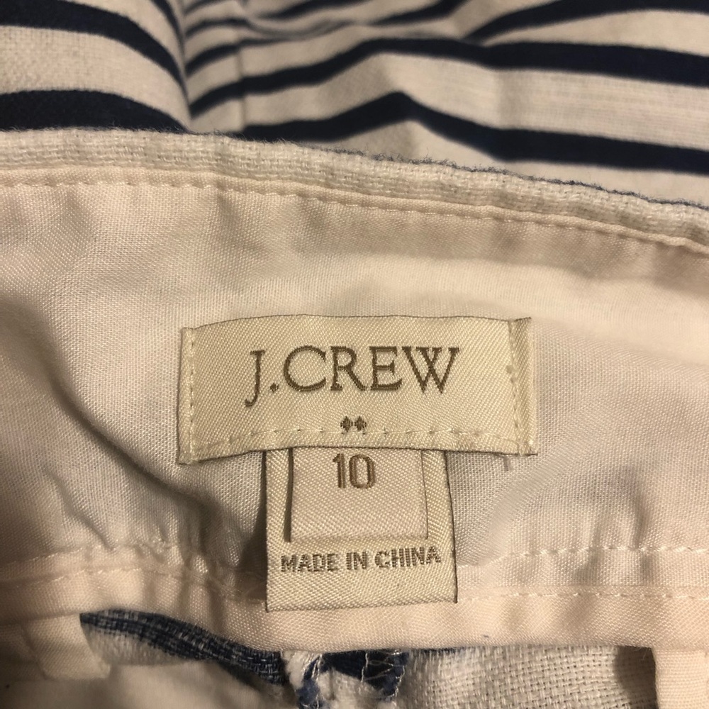 J. Crew Factory white and royal blue cobalt blue cotton/linen dress shorts - Picture 11 of 11